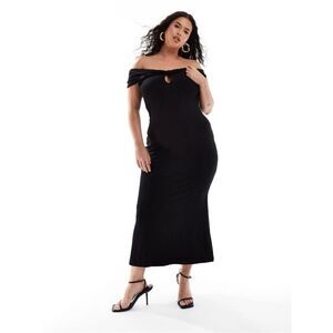 ASOS Design Curve Black Off Shoulder Dress 18 Plus Size